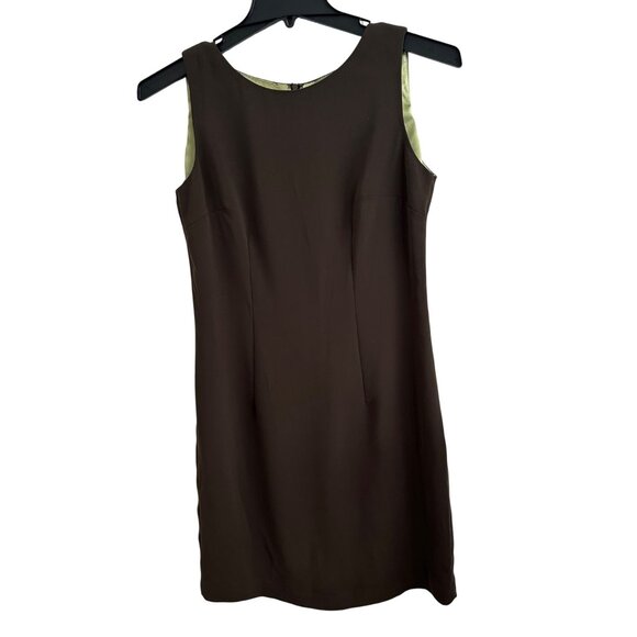 Amanda Smith Petites Brown Sleeveless Sheath Dress Size 8P Preppy Old Money NWT - Picture 2 of 8